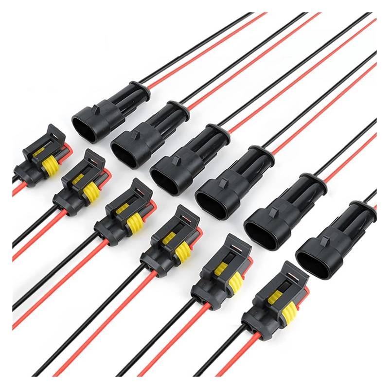 CXVFY 2-poliger, versiegelter, wasserdichter elektrischer Kabelverbinder, Stecker-Set, Auto-Stecker mit Kabel, 10/12/20 Stück Streifenanschlüsse (12 Stück (6 Paar)) von CXVFY
