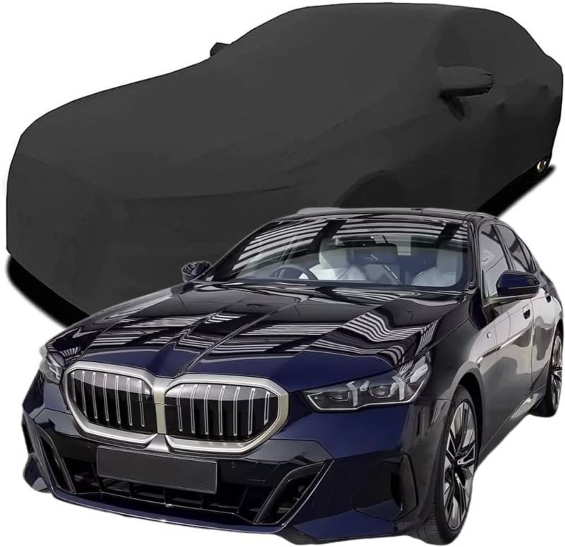 Elastische Autoabdeckung aus Baumwolle für BMW 5 Series 520i 2024 2025, Atmungsaktiv Stretch Stoff Multifunktioneller Schutz Luxus Autoabdeckung,Black von CXWQSB66