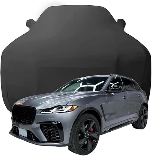 Elastische Autoabdeckung aus Baumwolle für Jaguar F-Pace SVR, Atmungsaktiv Stretch Stoff Multifunktioneller Schutz Luxus Autoabdeckung,Black von CXWQSB66