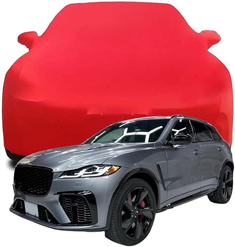 Elastische Autoabdeckung aus Baumwolle für Jaguar F-Pace SVR, Atmungsaktiv Stretch Stoff Multifunktioneller Schutz Luxus Autoabdeckung,Red von CXWQSB66