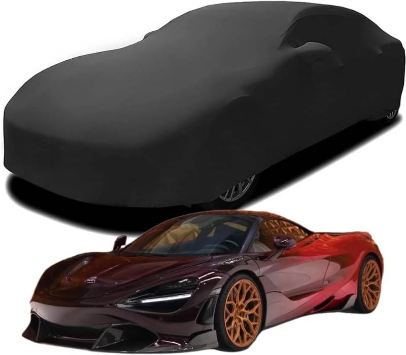 Elastische Autoabdeckung aus Baumwolle für Mclaren 720S Velocity, Atmungsaktiv Stretch Stoff Multifunktioneller Schutz Luxus Autoabdeckung,Black von CXWQSB66