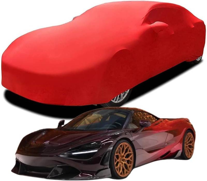 Elastische Autoabdeckung aus Baumwolle für Mclaren 720S Velocity, Atmungsaktiv Stretch Stoff Multifunktioneller Schutz Luxus Autoabdeckung,Red von CXWQSB66