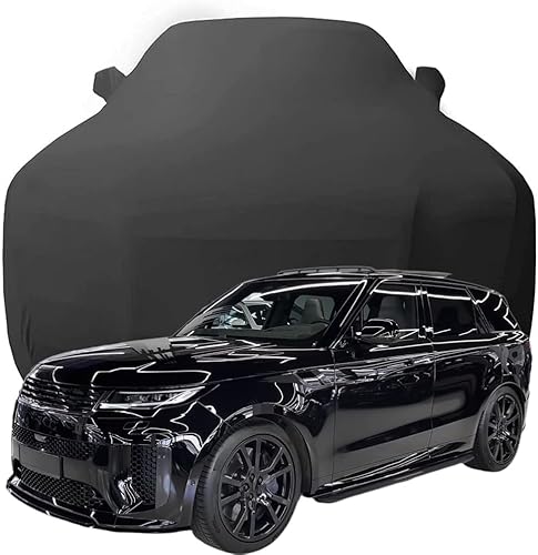 Elastische Autoabdeckung aus Baumwolle für Range Rover Sport SV V8 SUV, Atmungsaktiv Stretch Stoff Multifunktioneller Schutz Luxus Autoabdeckung,Black von CXWQSB66