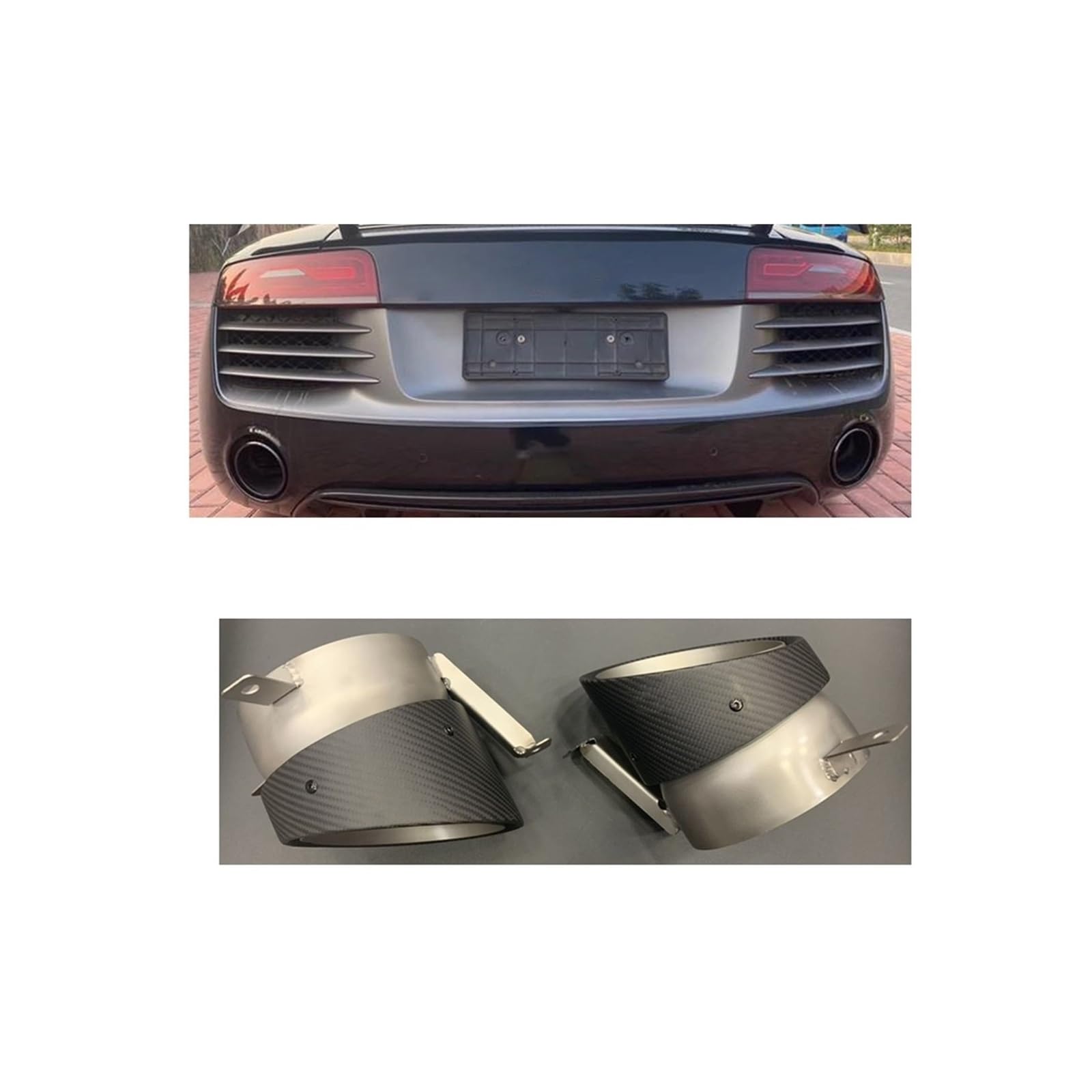 2 Stück Auspuffspitzen-Schalldämpfer-Oberteil, kompatibel for Audi R8 2013–2015, Karbonfaser-Look, Auto-Heck-Heck-Luftentlüftungsauslass, Exhause TailTop-Kit von CXYLOVELG