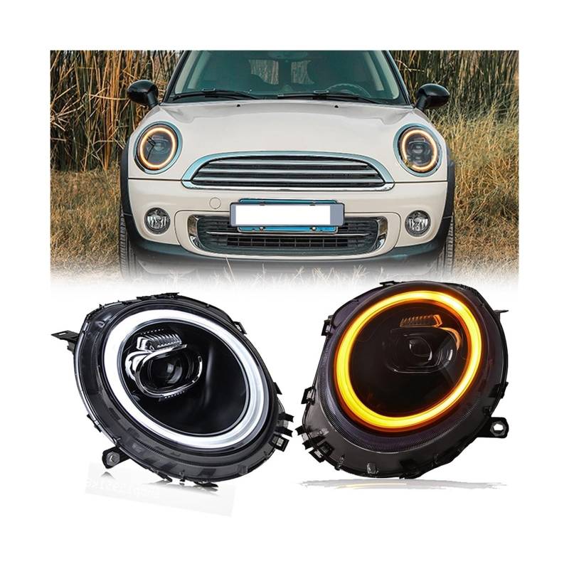 2PC Angel Eyes Halo LED Fahrlicht, kompatibel for BMW, kompatibel for Mini Cooper R56 R57 R58 R59 2007–2013, LED-Scheinwerfer-Baugruppe(Right Hand Driver) von CXYLOVELG