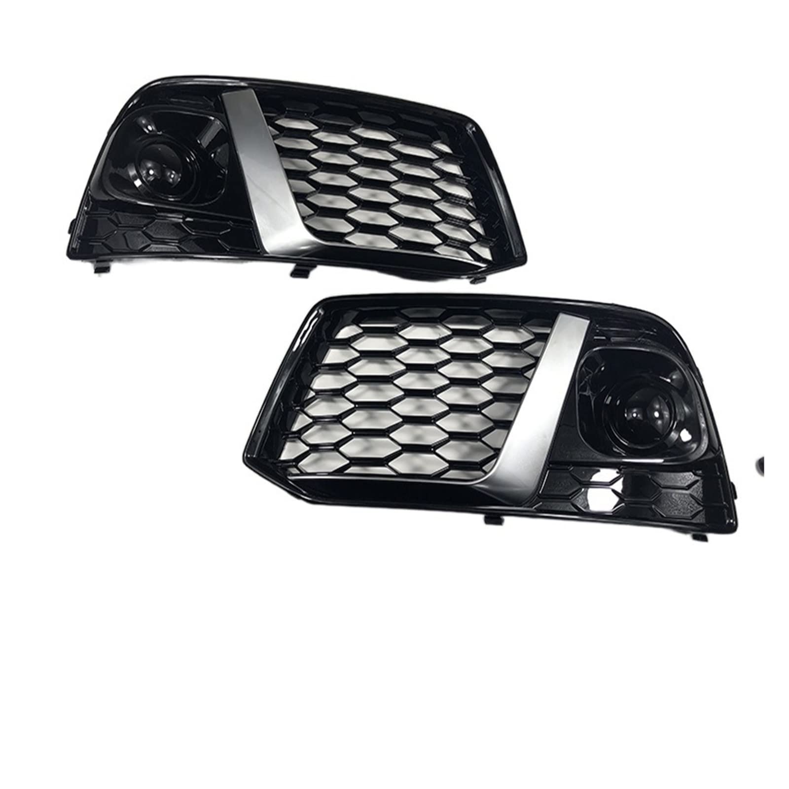 Auto-Frontstoßstange-Nebelscheinwerfer-Grills, kompatibel for Audi New Q5 Q5L 2018 2019, in Racing-Grills, ABS-Ersatz-Nebelscheinwerfer-Grills(Silver) von CXYLOVELG