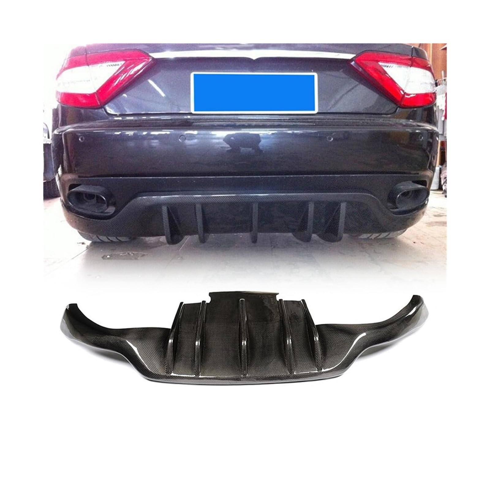 Auto-Heckdiffusorlippe aus Kohlefaser, kompatibel mit Maserati GranTurismo Cabriolet Coupe 2-Türer 2006–2014, Racing-Heckdiffusor-Spoiler aus FRP(Carbon Fiber) von CXYLOVELG