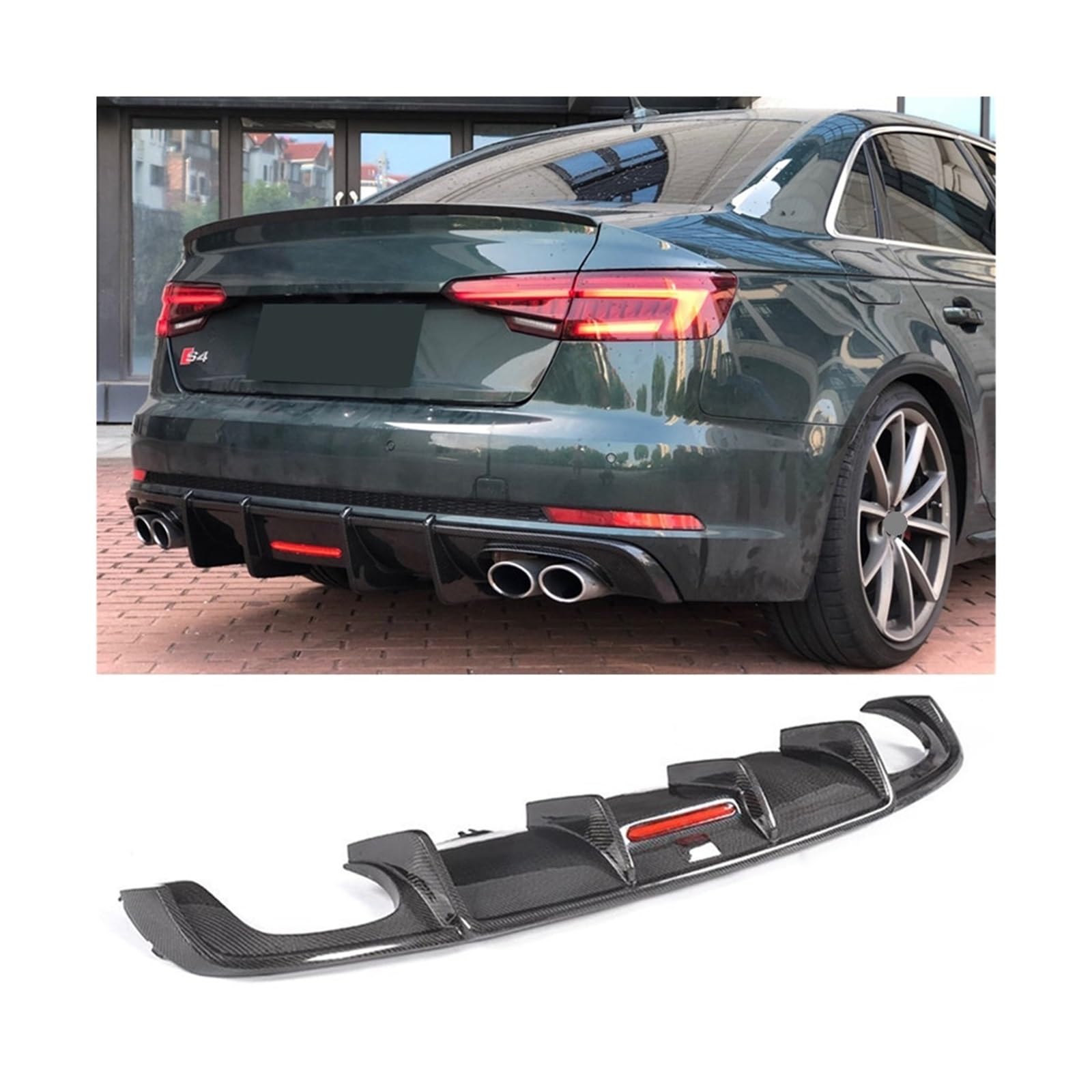 Auto-Heckstoßstangen-Diffusor-Lippenspoiler, kompatibel for Audi A4 B9 Sline S4 Limousine 2017–2019, Kohlefaser-Heckdiffusor-Lippe, Standard-Sport(For A4 Sline) von CXYLOVELG