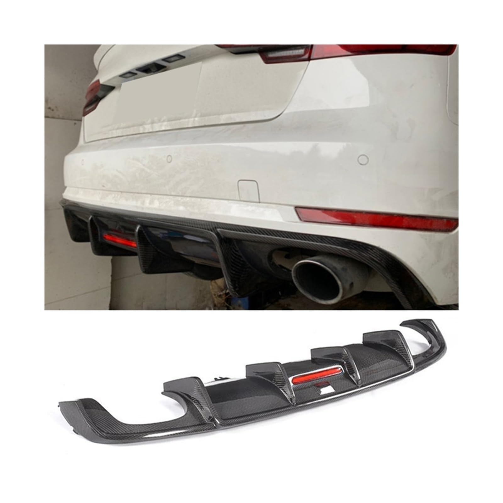 Auto-Heckstoßstangen-Diffusor-Lippenspoiler, kompatibel for Audi A4 B9 Sline S4 Limousine 2017–2019, Kohlefaser-Heckdiffusor-Lippe, Standard-Sport(For A4 Standard) von CXYLOVELG