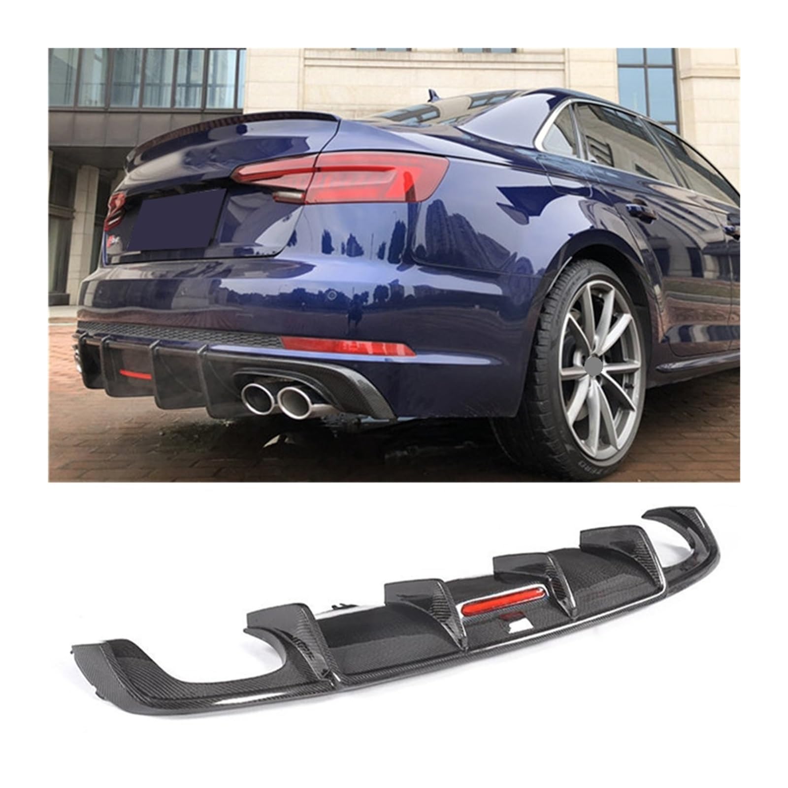 Auto-Heckstoßstangen-Diffusor-Lippenspoiler, kompatibel for Audi A4 B9 Sline S4 Limousine 2017–2019, Kohlefaser-Heckdiffusor-Lippe, Standard-Sport(For S4) von CXYLOVELG