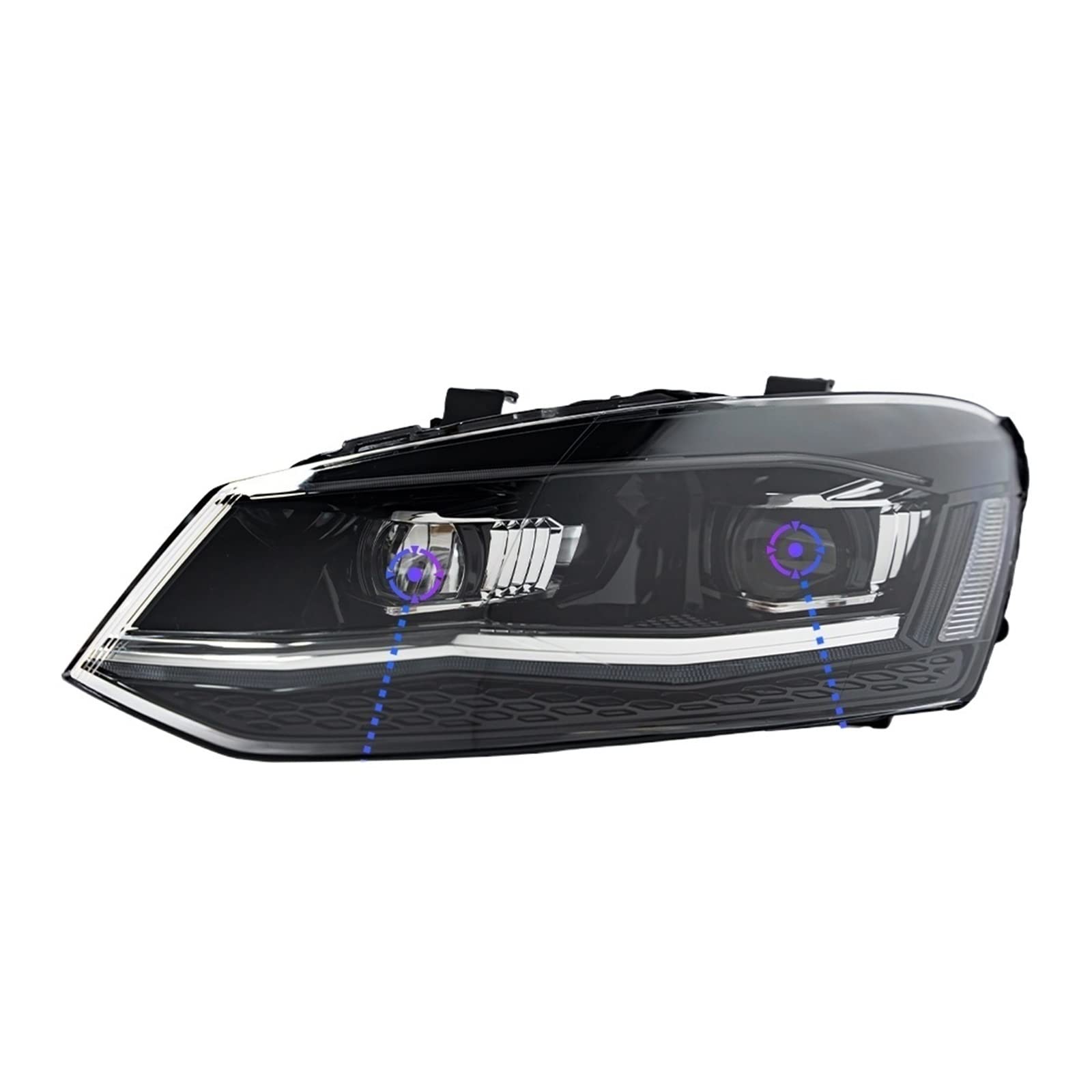 Auto-Styling, kompatibel mit VW/Polo-Scheinwerfern 2011–2018/Vento, LED-Scheinwerfer, neues Polo-Design, DRL-Hid-Scheinwerfer, Bi-Xenon-Strahl-Zubehör(TSI Silver LED) von CXYLOVELG