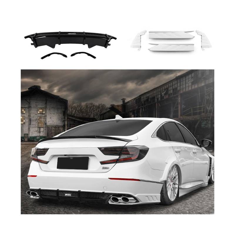 Kompatibel for Honda Accord 2018–2020, weißes Auto, unterer Splitter, Seitenschutzplatte, Spoiler, Eckabdeckung, Zierleiste, Heckstoßstange, Diffusor, Lippenkörper-Set von CXYLOVELG