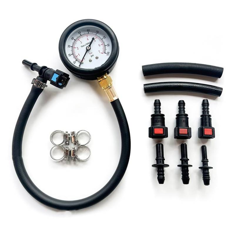 CYBUCH Fuel Pressure Test Kit Fuel Pressure Gauge Fuel Injection Pump Pressure Tester Gauge Kit Schwarz für Auto, Motorrad, von CYBUCH