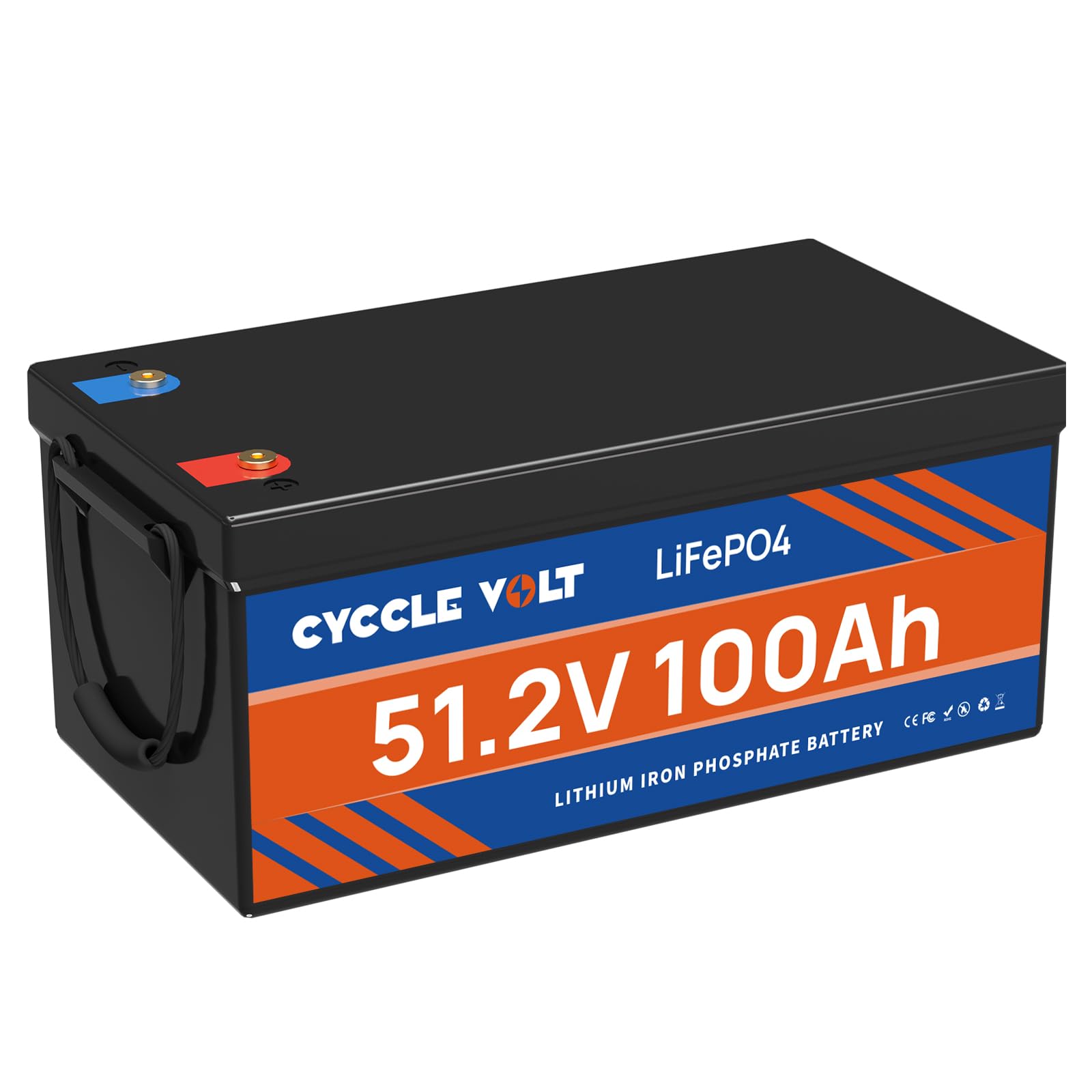 CYCCLE VOLT 48V 100Ah LiFePO4 Lithium batterie, Max. 5120Wh 48V Lithiumbatterie mit großer Kapazität, integriertes 100A BMS, perfekt für Boote, Wohnmobile, Trolling Motor, Energiespeicher für Zuhause von CYCCLEVOLT