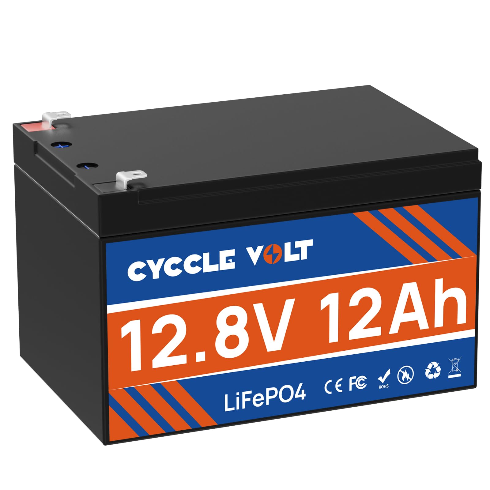 CYCCLEVOLT 12V 12Ah LifePo4 Batterie Tiefe Zyklen, Integriertes BMS, 5000+ Deep Zyklen 12V Lithium Akku für Heimbeleuchtung, kleine UPS, Power Wheels, Fischfinder, 12V Kinder elektroauto und Spielzeug von CYCCLEVOLT