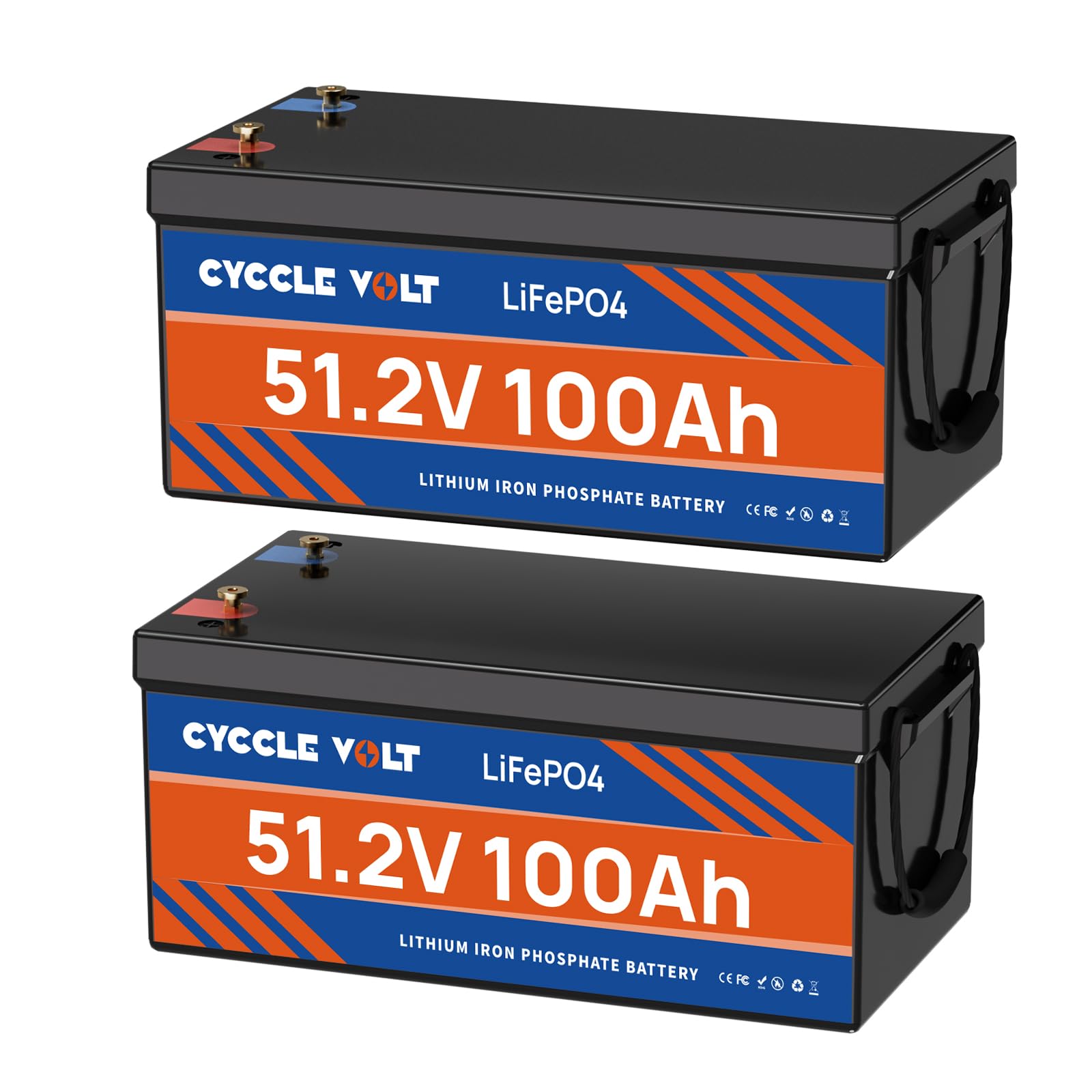 LiFePO4 batterie 48V 200Ah, MAX. Kapazität. 10,24 kWh, integriertes 200A BMS, mehr als 10000 Deep Cycles Lifepo4 48V, perfekt für Boote, Wohnmobile und netzunabhängige Solaranlagen von CYCCLEVOLT