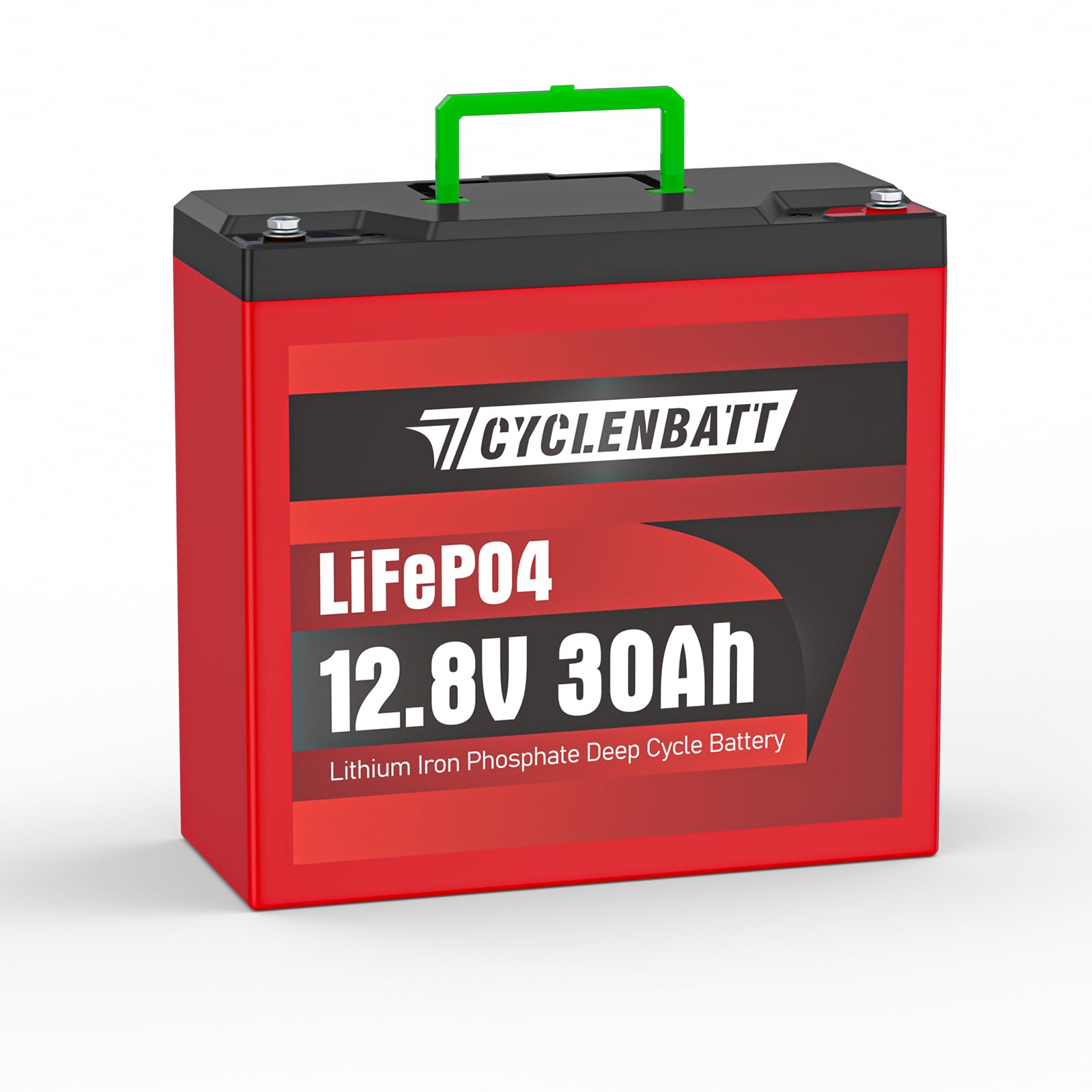 CYCLENBATT 12V 30Ah LiFePO4 Lithiumbatterie, wiederaufladbare Lithium Eisenphosphat Batterie mit über 5000 Tiefer Zyklus und integriertem 20A BMS für Elektrofahrzeuge, Fischfinder,Solar, Camping usw. von CYCLENBATT