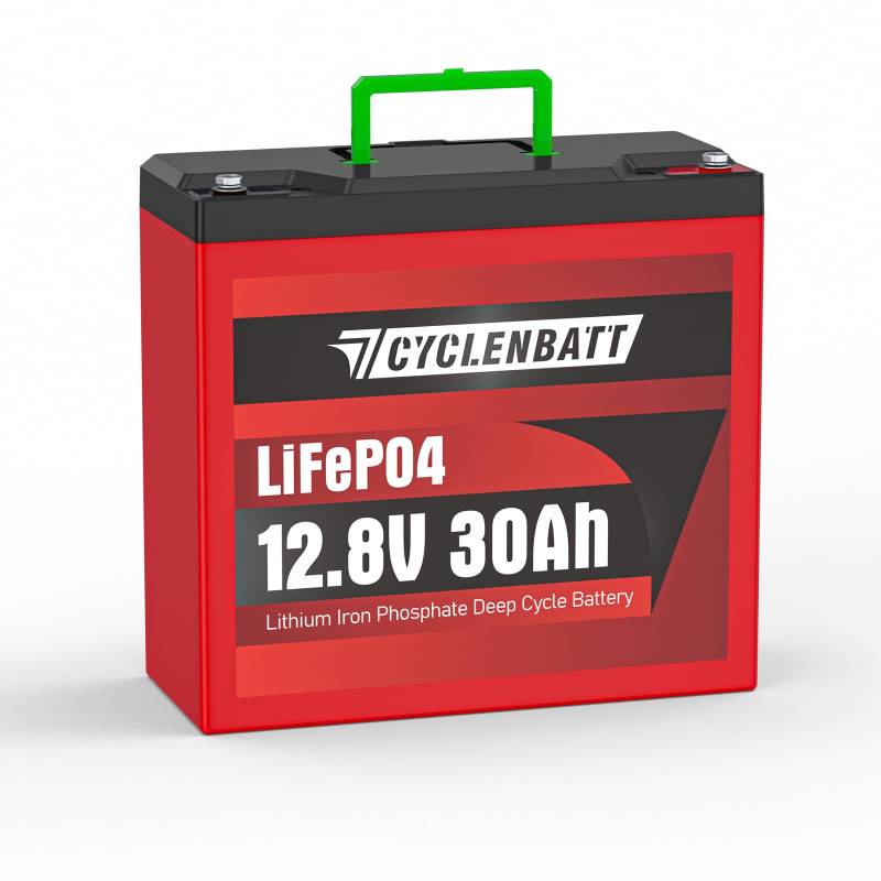 CYCLENBATT 12V 30Ah LiFePO4 Lithiumbatterie, wiederaufladbare Lithium Eisenphosphat Batterie mit über 5000 Tiefer Zyklus und integriertem 20A BMS für Elektrofahrzeuge, Fischfinder,Solar, Camping usw. von CYCLENBATT