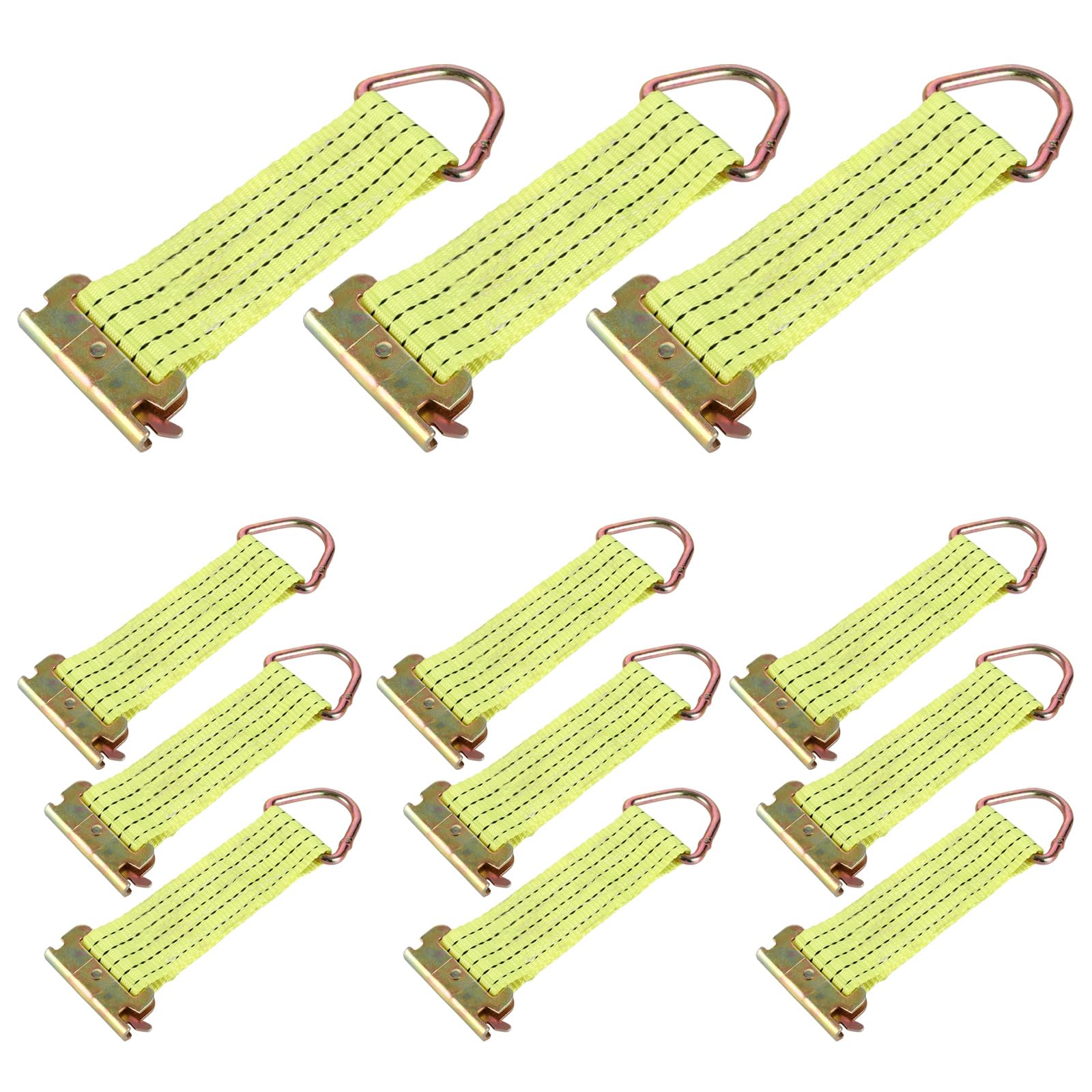 CYEER 12 Stück E Schienenzurrgurte 5x15CM, E Track Rope Tie Off, E Track Tie Down Straps mit D-Ring zur Ladungssicherung in geschlossenen Anhängern, Pickups, LKWs, Booten, Vans, PKWs von CYEER