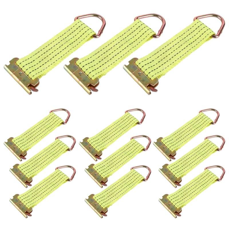 CYEER 12 Stück E Schienenzurrgurte 5x15CM, E Track Rope Tie Off, E Track Tie Down Straps mit D-Ring zur Ladungssicherung in geschlossenen Anhängern, Pickups, LKWs, Booten, Vans, PKWs von CYEER