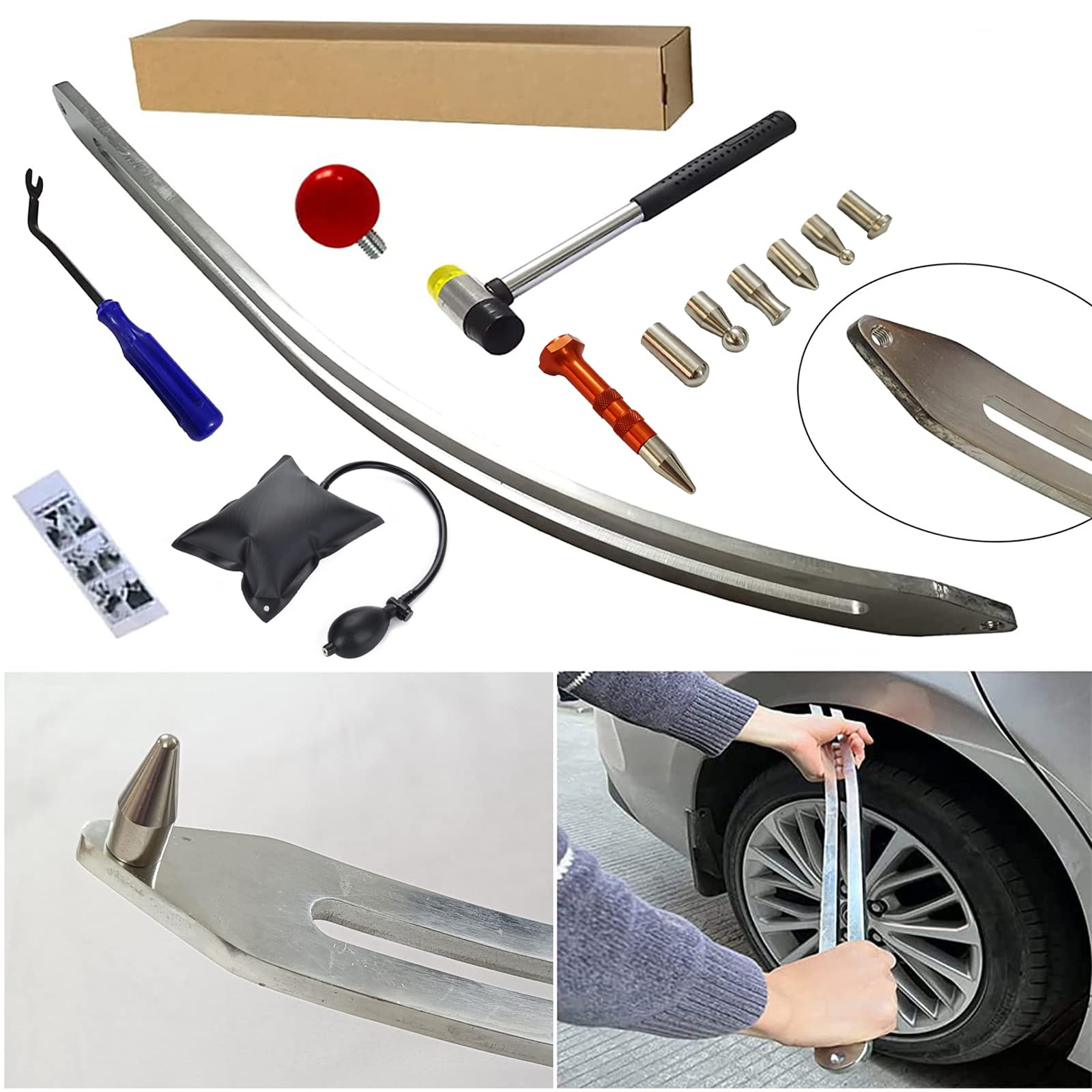 CYGOODS 12 Teile/Satz Auto Auto Auto Dent Removal Fender Repair Damage Puller Lifter Arch Brecheisen Werkzeuge Hook Rods Kit von CYGOODS