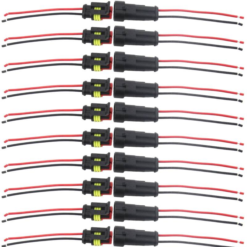 CYIOU 10 Set Steckverbinder 2 Polig Wasserdicht kfz Stecker Mit Linie Kabel Steckverbinder für Motorrädern Computern Elektrogeräten und Automobilen Verwendet von CYIOU