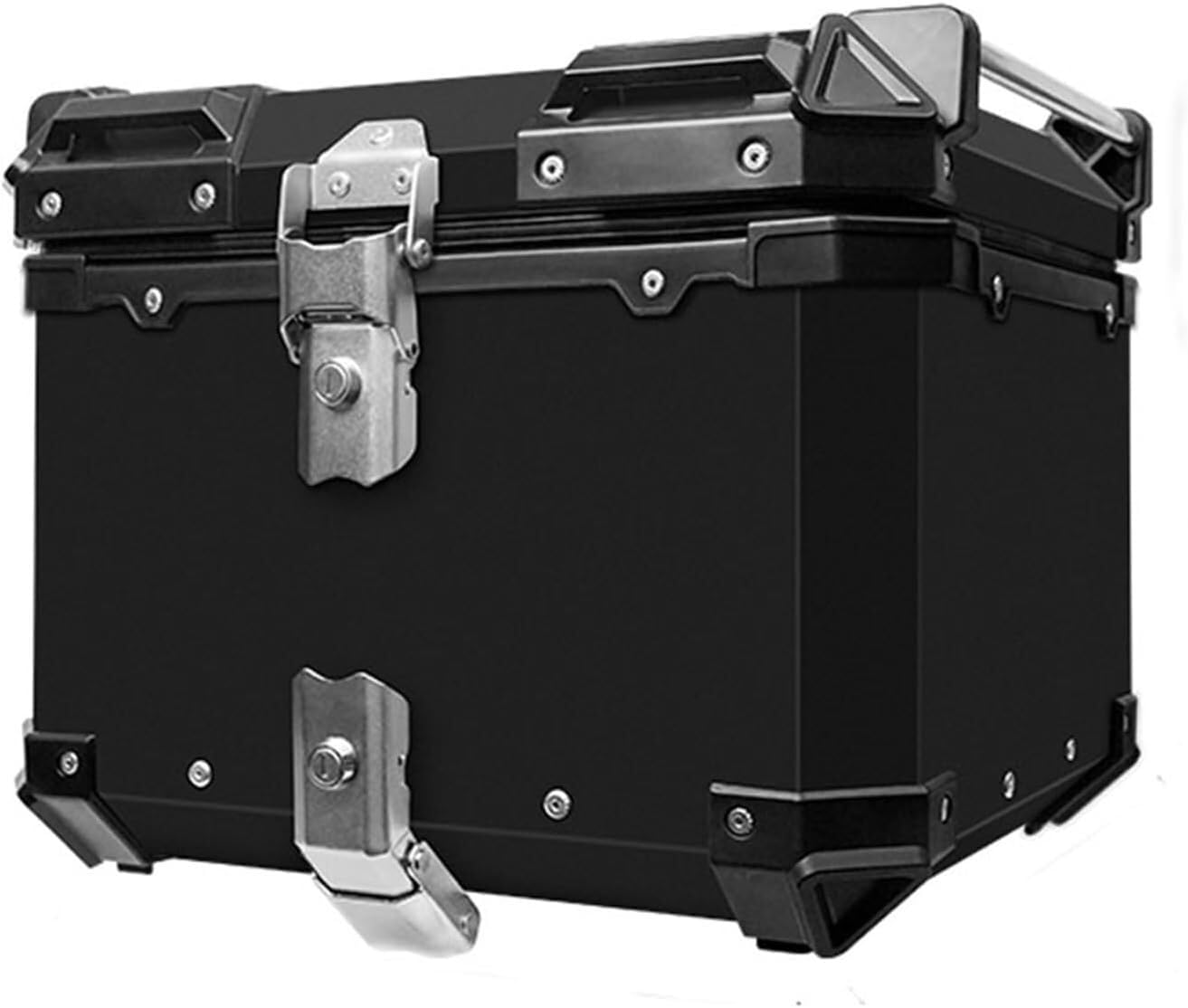 Motorrad Heckkasten Kofferraum, Motorrad-Heckbox, Motorrad-Roller-Topbox, Heckkoffer, Gepäckbox, 45 l, 55 l, mit Sicherheitsschloss und Rückenkissen(Black,45L) von CYJAZNHH