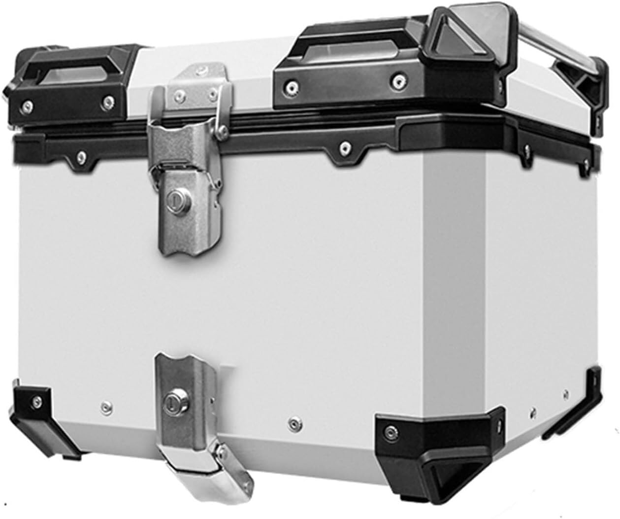 Motorrad Heckkasten Kofferraum, Motorrad-Heckbox, Motorrad-Roller-Topbox, Heckkoffer, Gepäckbox, 45 l, 55 l, mit Sicherheitsschloss und Rückenkissen(Silver,45L) von CYJAZNHH