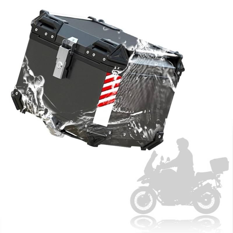 CYJSRGWE Motorrad-Topcase aus Aluminium, Heckbox, Innenausstattung aus PU-Leder mit Rückenlehne, reflektierende Aufkleber, 45 l 50 l Motorrad-Kofferraum von CYJSRGWE