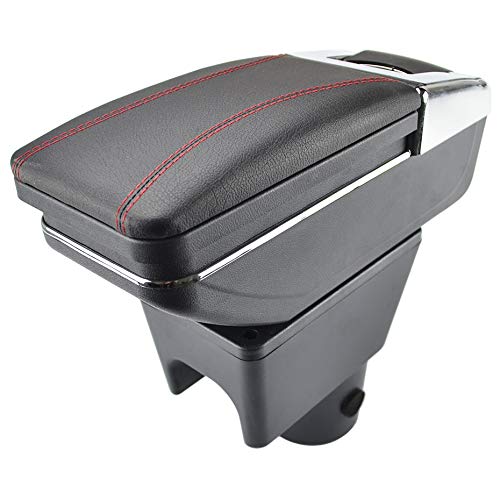 Armlehne Auto,Mittelkonsole Auto Armlehne für Renault 2010-2015 Armlehne drehbare Aufbewahrungsbox Dekoration Auto Styling (Color : Red thread) von CYMKYQ