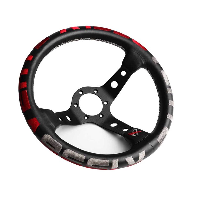 CYMKYQ Drifting Steering Wheel,Sportlenkrad Rennsport-Lenkrad 330mm Tiefes Universal-Ledergrün-Rot-Scheitel-Lenkrad (Color : Red) von CYMKYQ