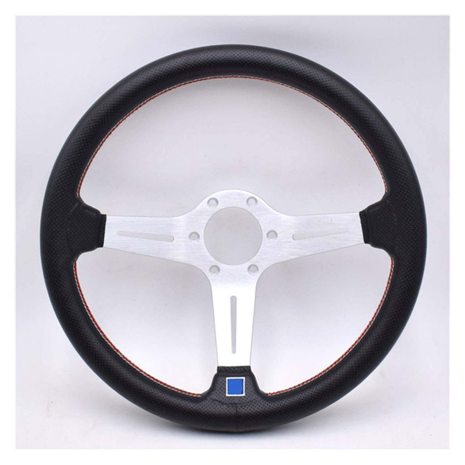 Drifting Steering Wheel,Sportlenkrad 14Inch Leichte Aluminium-Drift-Sport-Lenkrad echte Lederlenkräder (Color : Silver) von CYMKYQ