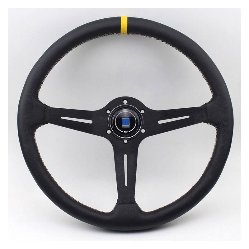 Drifting Steering Wheel,Sportlenkrad 15 "(370mm) Black Racing Lenkrad Flacher Leder Racing Lenkräder von CYMKYQ