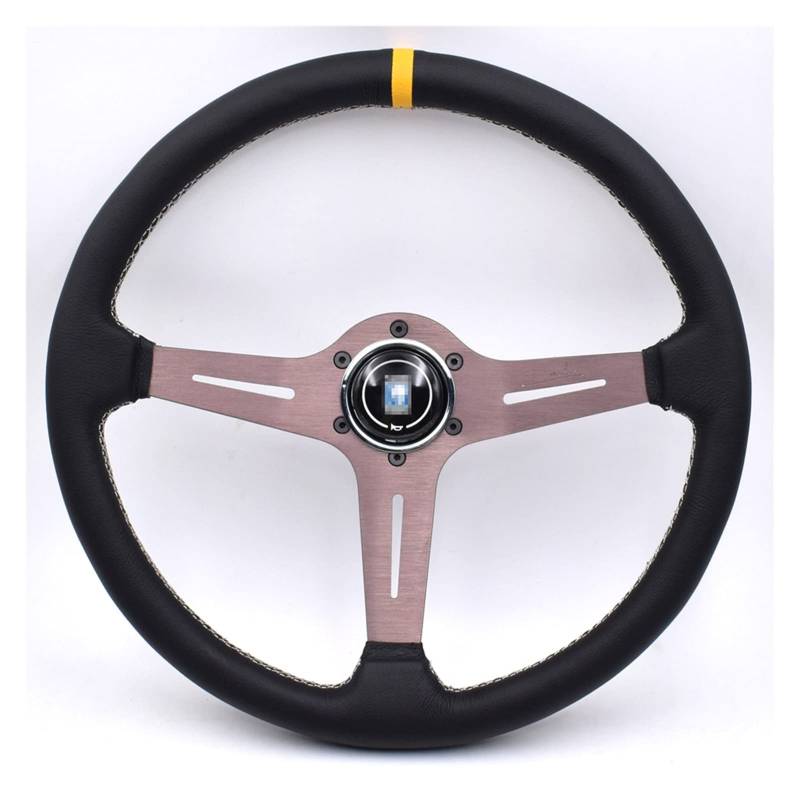 Drifting Steering Wheel,Sportlenkrad 380mm / 15 Zoll Racing Auto Echtes Leder Drifting Lenkrad (Color : Brown) von CYMKYQ