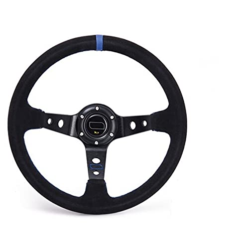 Drifting Steering Wheel,Sportlenkrad Modifiziertes Lenkrad Leder Lenkrad Automobilrennen Lenkrad (Color : Blue) von CYMKYQ