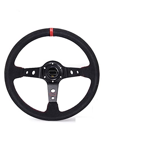 Drifting Steering Wheel,Sportlenkrad Modifiziertes Lenkrad Leder Lenkrad Automobilrennen Lenkrad (Color : Red) von CYMKYQ