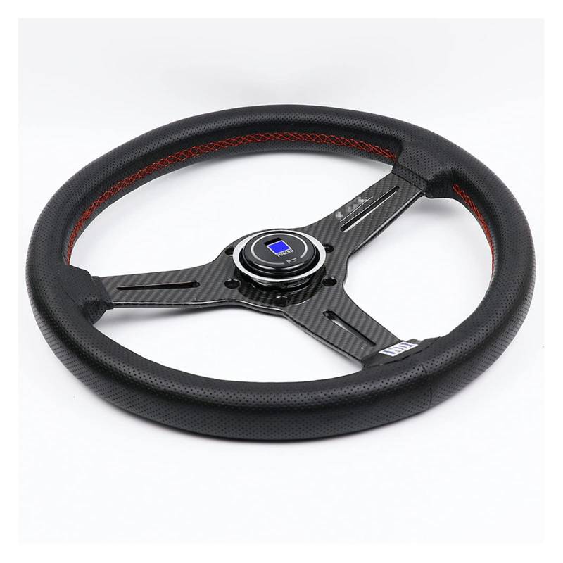 Drifting Steering Wheel,Sportlenkrad Universal 14 Zoll / 345mm Echte Kohlefaser Echtes Leder Lenkrad Drift Sport Lenkräder (Color : 3) von CYMKYQ