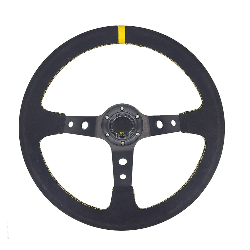 Drifting Steering Wheel,Sportlenkrad Universal 14 Zoll 350mm Auto Racing Lenkräder Deep Mais Drifting Sport Lenkrad (Color : Black-Yellow) von CYMKYQ