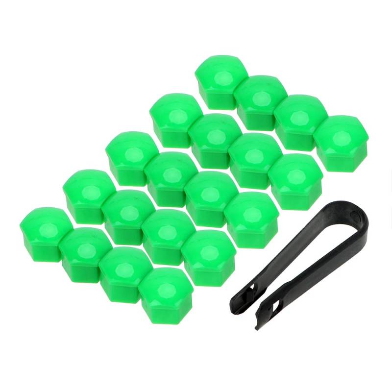 Radschraubenkappen,Radmutterkappen 20 stücke 17mm 19mm 21mm Radmutter Bolzen Kopf Abdeckkappe Schutzbolzen Mützen Außen Dekoration Schutz Bolzen Felgen Silber(Green,21mm 20pcs) von CYMKYQ