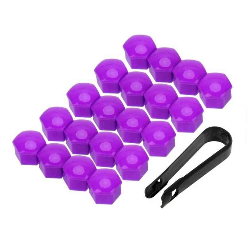 Radschraubenkappen,Radmutterkappen 20 stücke 17mm 19mm 21mm Radmutter Bolzen Kopf Abdeckkappe Schutzbolzen Mützen Außen Dekoration Schutz Bolzen Felgen Silber(Purple,17mm 20pcs) von CYMKYQ