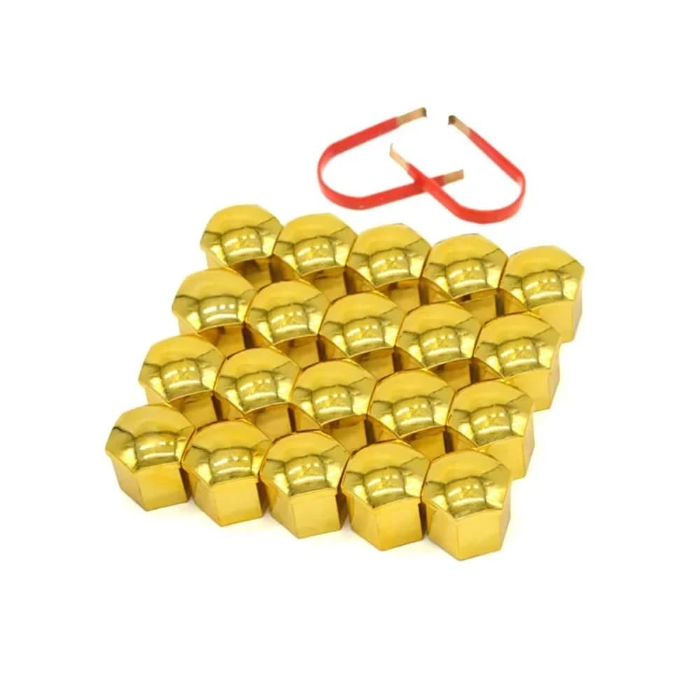 17/19/21 mm 20 Stück/Set Auto Radmutterkappen Schutzkappen Anti-Rost Auto Nabe Schraube Abdeckung Reifenmutter Schraube Außendekoration (Gold, 19 mm) von CYMQQQI