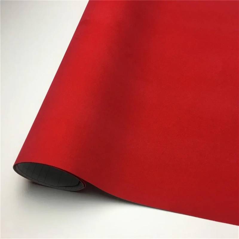 Hochwertiger Auto-Aufkleber aus Velourslederstoff, Vinyl, selbstklebende Folie für Auto-Styling, Rot, 135 x 10 cm von CYMQQQI