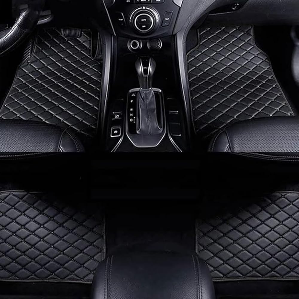 4 Stück Auto Leder Fußmatten für Mitsubishi Outlander EX 2010 2011 2012 Custom Vorne und Hinten Automatten Allwetterschutz Zubehör,A-Black von CYYUT
