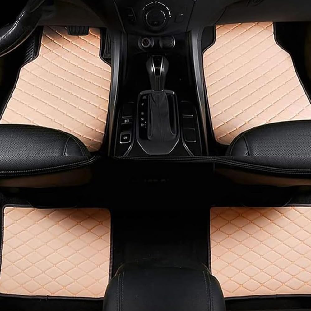 4 Stück Auto Leder Fußmatten für Peugeot 2008 2014-2019 Custom Vorne und Hinten Automatten Allwetterschutz Zubehör, C-beige von CYYUT