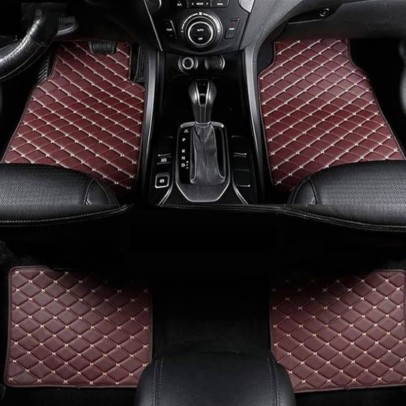4 Stück Auto Leder Fußmatten für Volvo S90 2018-2021 Custom Vorne und Hinten Automatten Allwetterschutz Zubehör, E-brown von CYYUT