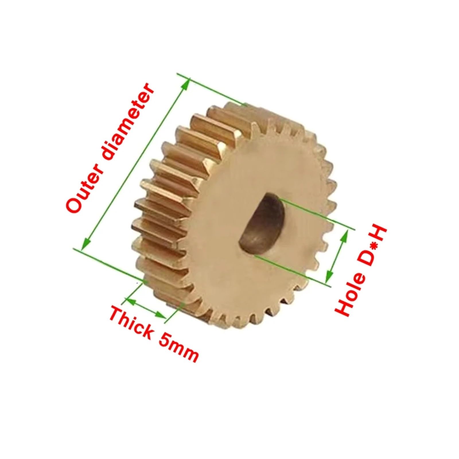 0.5M D-Hole Copper Gear 26-41 Teeth cylindrical spur electronic starter gear CZAOINCU(3mm-D2.5,27 Teeth) von CZAOINCU