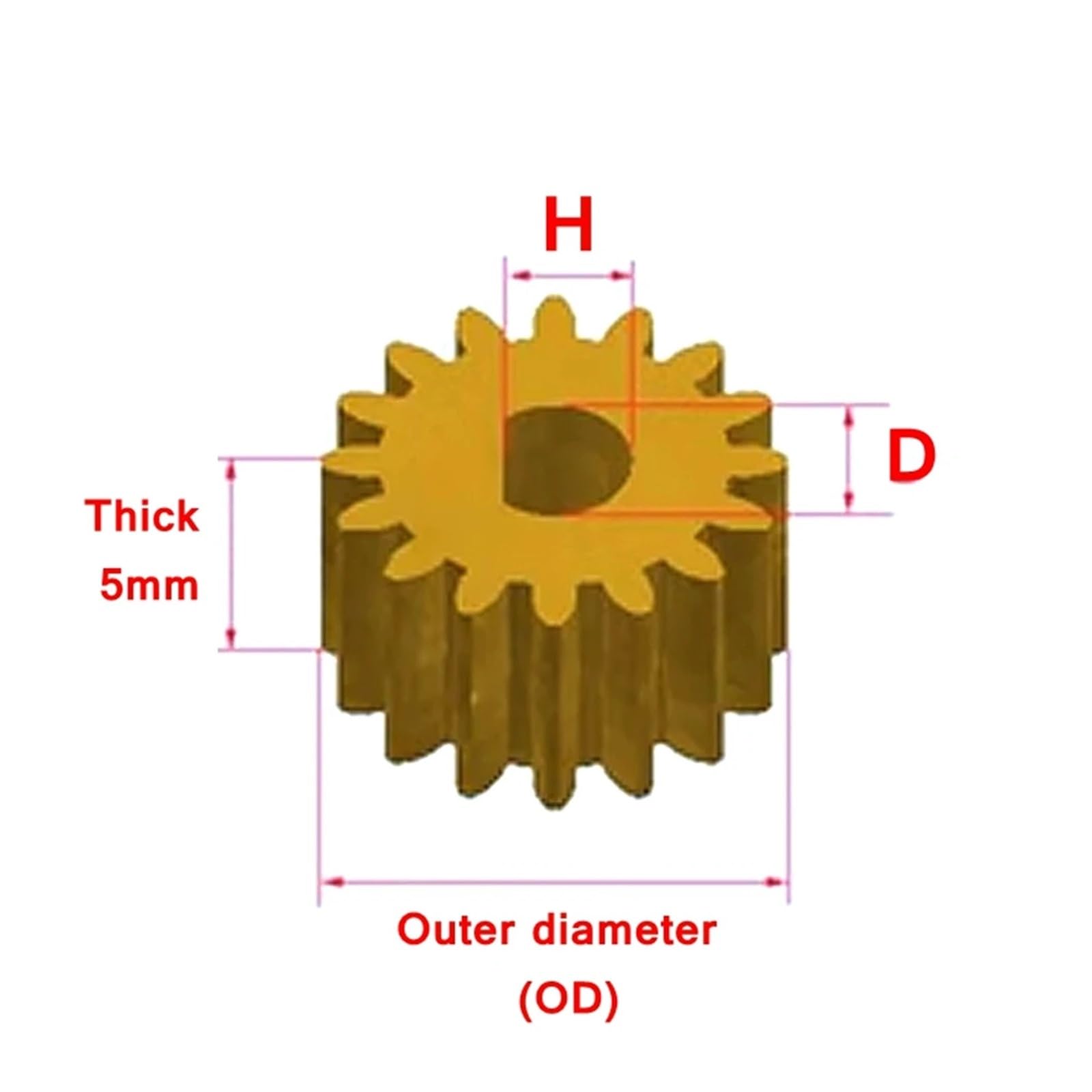 0.5M D-Hole Copper Gear 42-59 Teeth cylindrical spur electronic starter gear CZAOINCU(8mm-D7,52 Teeth) von CZAOINCU