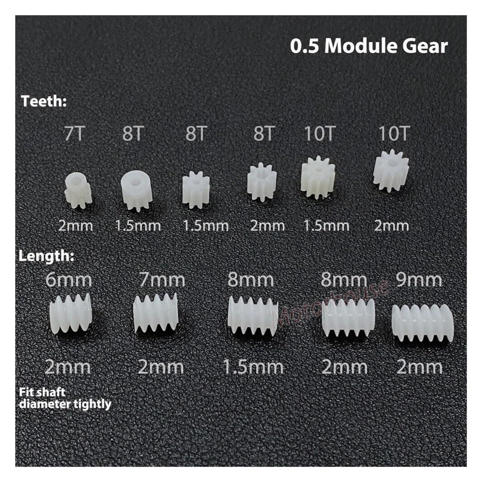 10pc 0.5M modulus Small electronic starter Gear 7T 8T 10T Teeth 1mm/2mm Shaft Toy RC Car Transmission Gear 6mm Worm Gear Helical Gear CZAOINCU(Worm Gear 6x8x1.5mm) von CZAOINCU