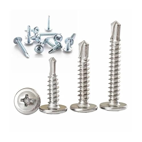 10pc Washer Head Phillips self Drilling Tapping Screw Stainless Steel zinc Plated M4.2 M4.8 hardiflex Screw for Metal Wood Sheet CZAOINCU(Zinc Plated,13MM_M4.2 10PCS) von CZAOINCU