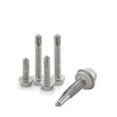 10pcs 410 Stainless Steel Washer Head External Hex Hexagon Self Drilling Tapping Screw M5.5 M6.3 CZAOINCU(32mm,M5.5 10pcs) von CZAOINCU